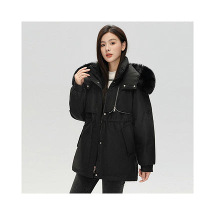 Women's Winter Thicken Parka Jacket Warm Cotton Coat with Faux Fur Hood