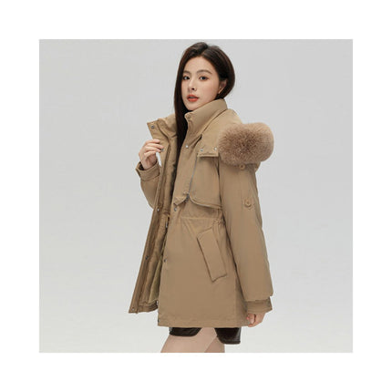 Women's Winter Thicken Parka Jacket Warm Cotton Coat with Faux Fur Hood