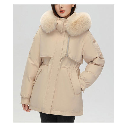 Women's Winter Thicken Parka Jacket Warm Cotton Coat with Faux Fur Hood