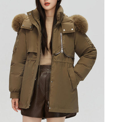 Women's Winter Thicken Parka Jacket Warm Cotton Coat with Faux Fur Hood