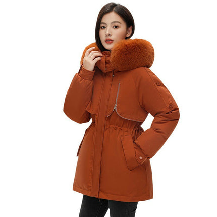 Women's Winter Thicken Parka Jacket Warm Cotton Coat with Faux Fur Hood