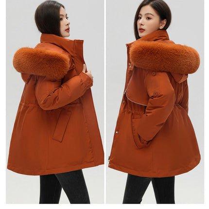 Women's Winter Thicken Parka Jacket Warm Cotton Coat with Faux Fur Hood