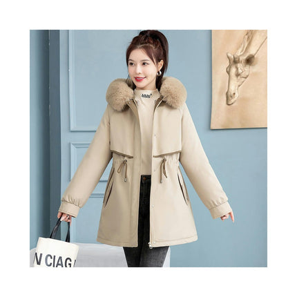 Women's Warm Windproof Long Winter Parka Coat with Faux Fur Hood