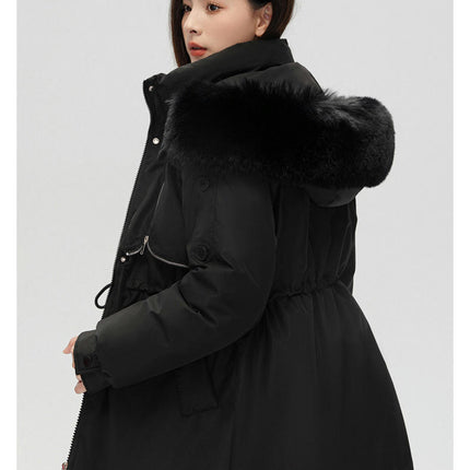 Women's Winter Thicken Parka Jacket Warm Cotton Coat with Faux Fur Hood