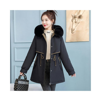 Women's Warm Windproof Long Winter Parka Coat with Faux Fur Hood