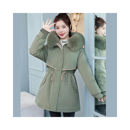 Women's Warm Windproof Long Winter Parka Coat with Faux Fur Hood