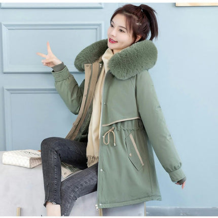 Women's Warm Windproof Long Winter Parka Coat with Faux Fur Hood