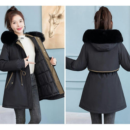 Women's Warm Windproof Long Winter Parka Coat with Faux Fur Hood