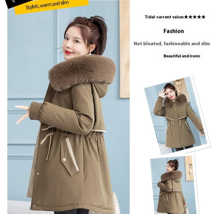 Women's Warm Windproof Long Winter Parka Coat with Faux Fur Hood