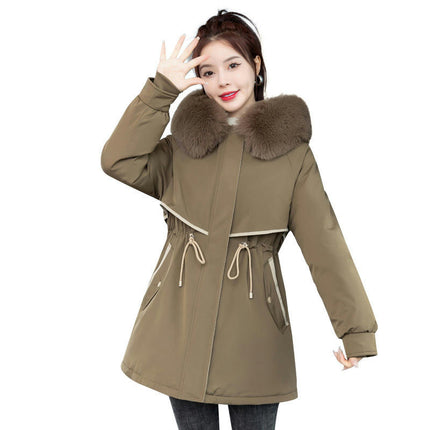 Women's Warm Windproof Long Winter Parka Coat with Faux Fur Hood