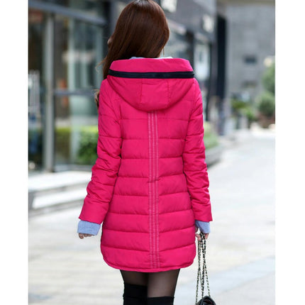 Women's Winter Down Jacket Quilted Puffer Coat Warm Hooded Slim Fit Outerwear