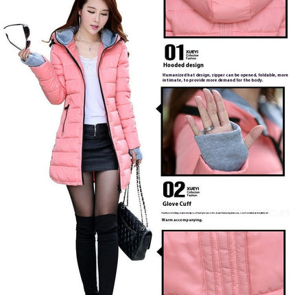 Women's Winter Down Jacket Quilted Puffer Coat Warm Hooded Slim Fit Outerwear