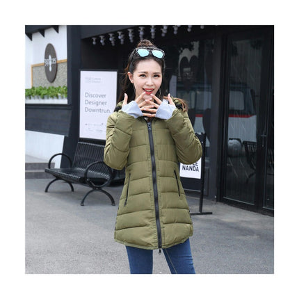 Women's Winter Down Jacket Quilted Puffer Coat Warm Hooded Slim Fit Outerwear