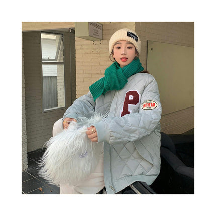 Women Baseball Jacket Winter Warm Thicken Bomber Jackets Coat