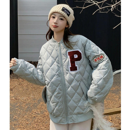 Women Baseball Jacket Winter Warm Thicken Bomber Jackets Coat