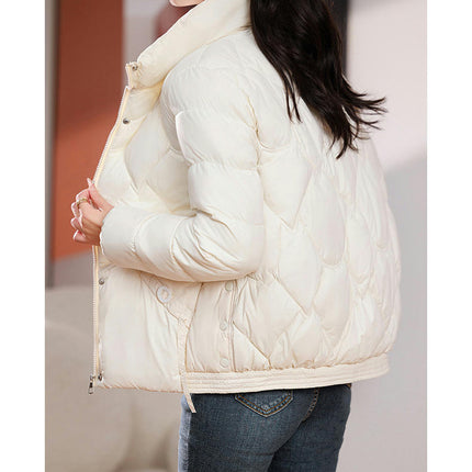 Women's Winter Puffer Jacket Zip Up Stand Collar Padded Quilted Coat