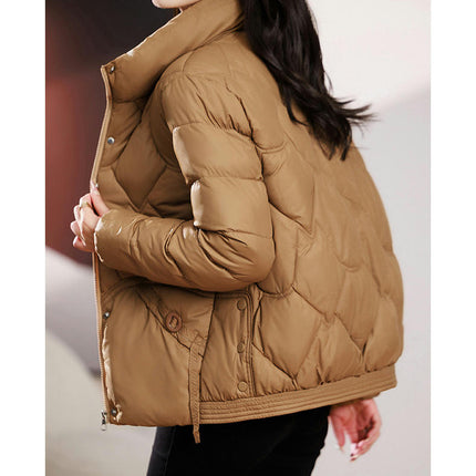 Women's Winter Puffer Jacket Zip Up Stand Collar Padded Quilted Coat