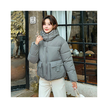 Womens Zip Up Hooded Puffer Jacket Winter Warm Long Sleeve Down Coats