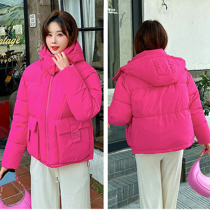 Womens Zip Up Hooded Puffer Jacket Winter Warm Long Sleeve Down Coats