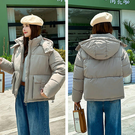 Womens Zip Up Hooded Puffer Jacket Winter Warm Long Sleeve Down Coats