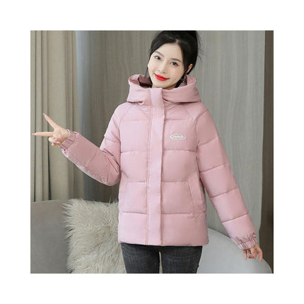 Women's Winter Hooded Puffer Jacket Long Sleeve Zip Up Short Down Coat