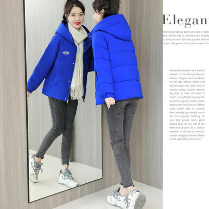 Women's Winter Hooded Puffer Jacket Long Sleeve Zip Up Short Down Coat