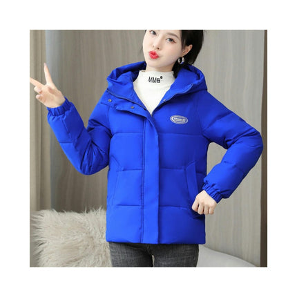 Women's Winter Hooded Puffer Jacket Long Sleeve Zip Up Short Down Coat