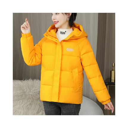 Women's Winter Hooded Puffer Jacket Long Sleeve Zip Up Short Down Coat