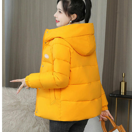 Women's Winter Hooded Puffer Jacket Long Sleeve Zip Up Short Down Coat