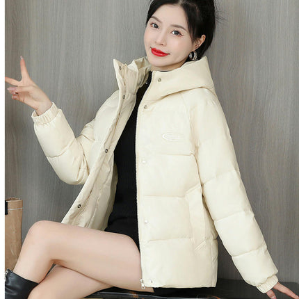 Women's Winter Hooded Puffer Jacket Long Sleeve Zip Up Short Down Coat