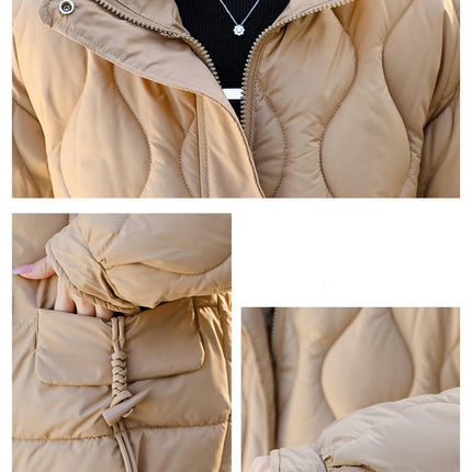 Women's Puffer Jacket Zip Up Stand Collar Padded Winter Down Cropped Coat