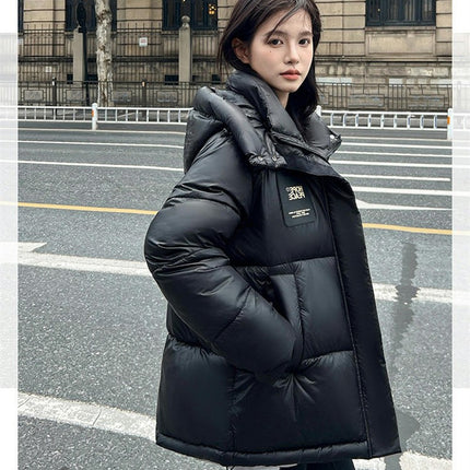 Women's Warm Winter Hooded Puffer Jacket Zip Up Short Down Coats