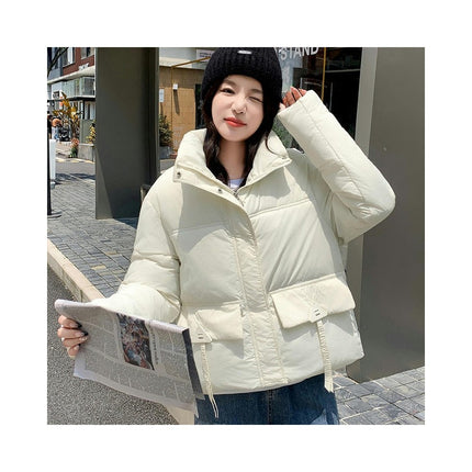 Womens Winter Cropped Puffer Jacket Zip Up Short Warm Jacket