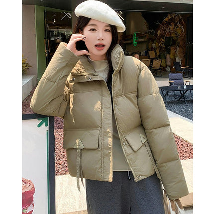 Womens Winter Cropped Puffer Jacket Zip Up Short Warm Jacket