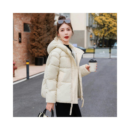 Women's Warm Winter Hooded Puffer Jacket Cropped Padded Zip Up Coat