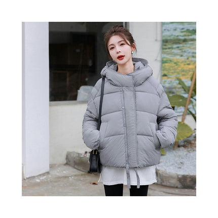 Women's Warm Winter Hooded Puffer Jacket Cropped Padded Zip Up Coat