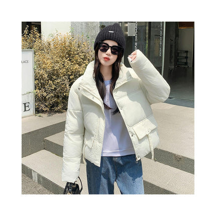 Women Winter Warm Stand Collar Cropped Puffer Down Jacket Coats