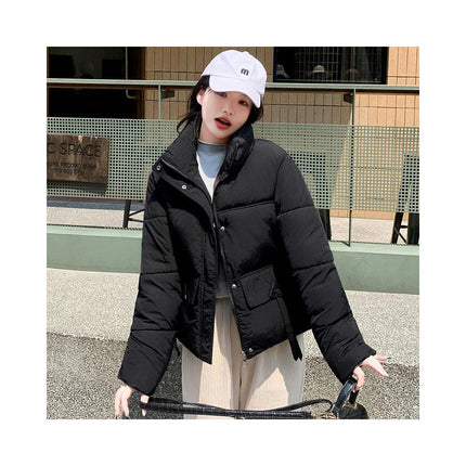 Women Winter Warm Stand Collar Cropped Puffer Down Jacket Coats