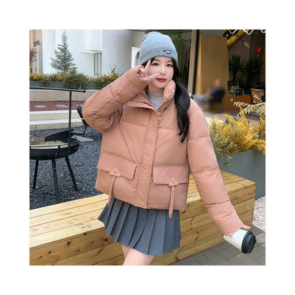 Women Winter Warm Stand Collar Cropped Puffer Down Jacket Coats