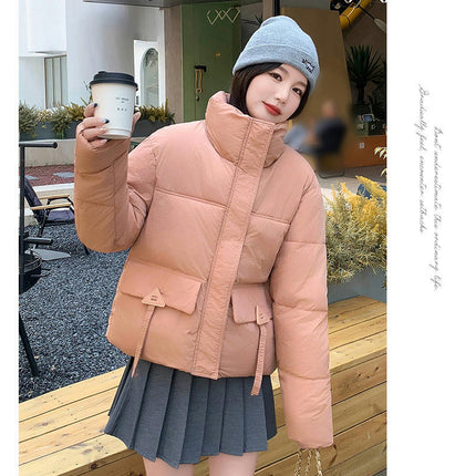 Women Winter Warm Stand Collar Cropped Puffer Down Jacket Coats