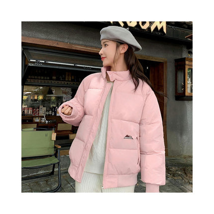 Women Winter Baggy Stand Collar Full Zip Puffer Down Coats Jacket