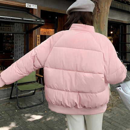 Women Winter Baggy Stand Collar Full Zip Puffer Down Coats Jacket