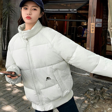 Women Winter Baggy Stand Collar Full Zip Puffer Down Coats Jacket