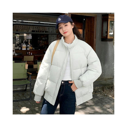 Women Winter Baggy Stand Collar Full Zip Puffer Down Coats Jacket