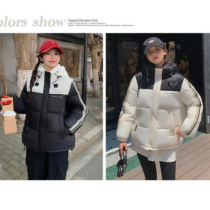 Cropped Puffer Jacket for Women Winter Zip Up Hooded Jacket Coat