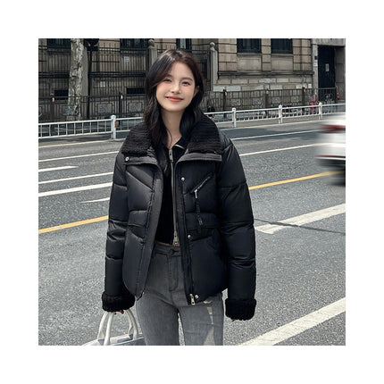 Women's Cropped Puffer Jacket Zip Up Winter Short Padded Coat