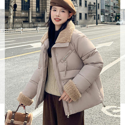 Women's Cropped Puffer Jacket Zip Up Winter Short Padded Coat