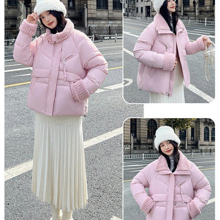 Women's Cropped Puffer Jacket Zip Up Winter Short Padded Coat