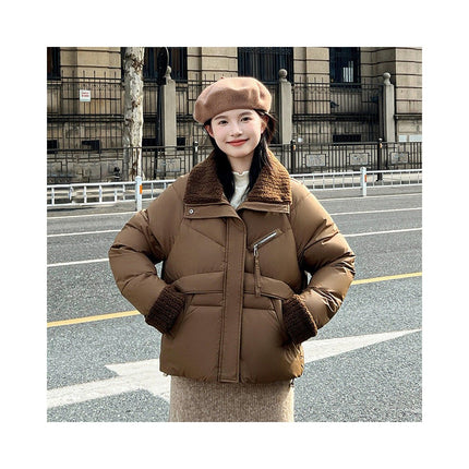 Women's Cropped Puffer Jacket Zip Up Winter Short Padded Coat