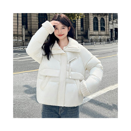 Women's Cropped Puffer Jacket Zip Up Winter Short Padded Coat